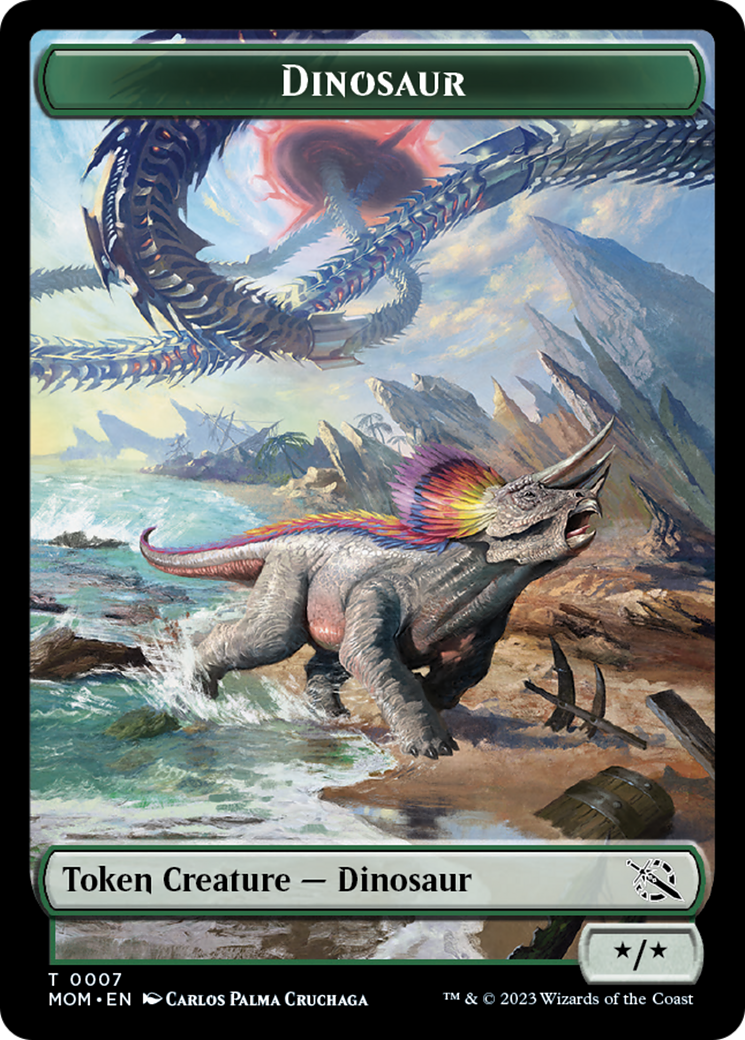 Soldier // Dinosaur Double-Sided Token [March of the Machine Tokens] | Dumpster Cat Games