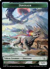 Warrior // Dinosaur Double-Sided Token [March of the Machine Tokens] | Dumpster Cat Games