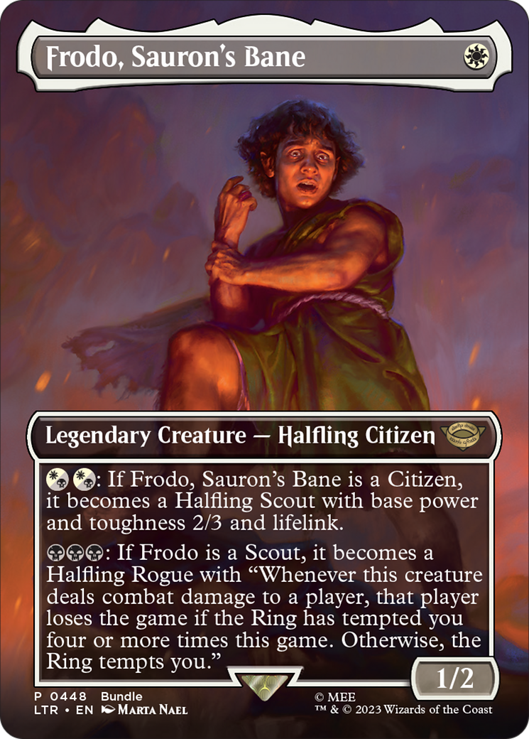 Frodo, Sauron's Bane (Borderless Alternate Art) [The Lord of the Rings: Tales of Middle-Earth] | Dumpster Cat Games