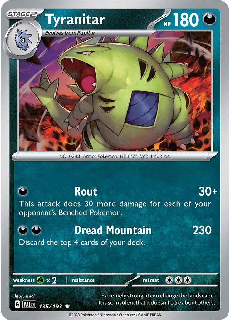 Tyranitar (135/193) [Scarlet & Violet: Paldea Evolved] | Dumpster Cat Games