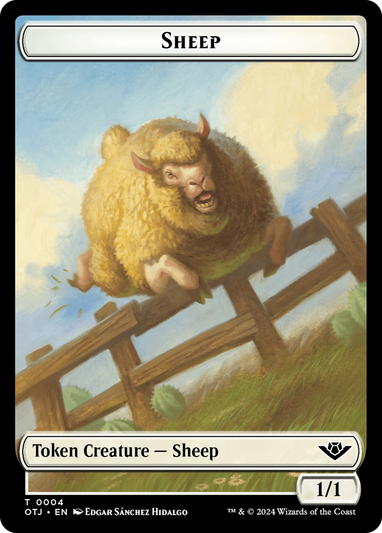 Mercenary // Sheep Double-Sided Token [Outlaws of Thunder Junction Tokens] | Dumpster Cat Games