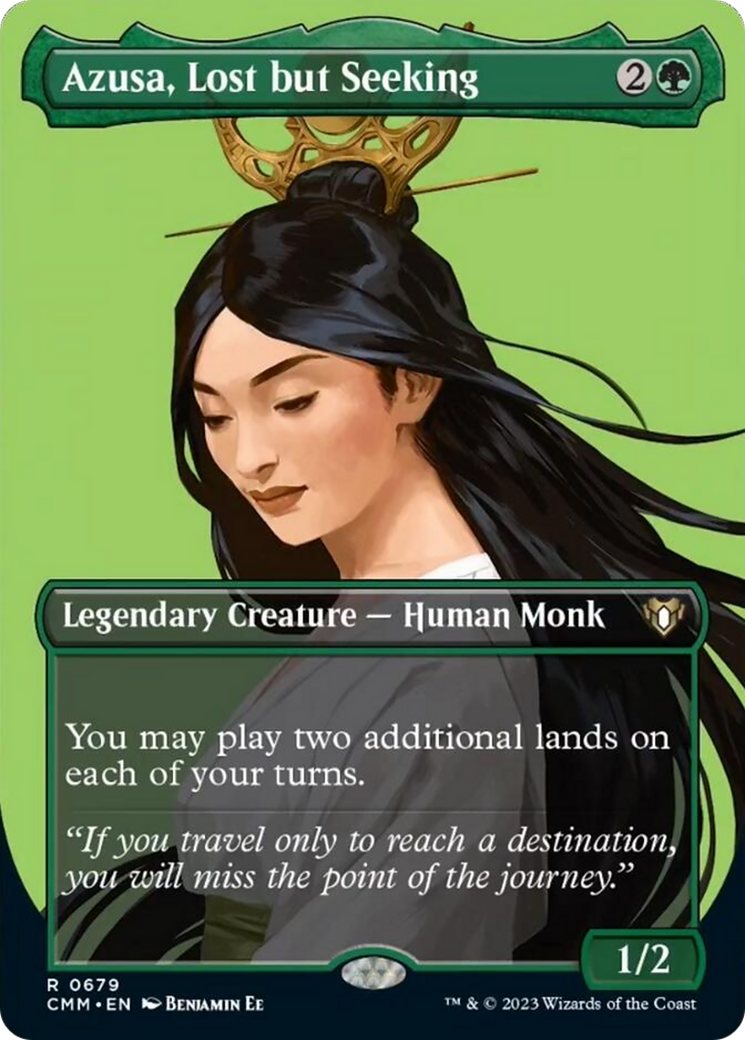 Azusa, Lost but Seeking (Borderless Profile) [Commander Masters] | Dumpster Cat Games