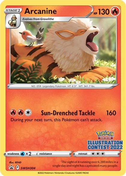 Arcanine (SWSH304) (Illustration Contest 2022) [Sword & Shield: Black Star Promos] | Dumpster Cat Games