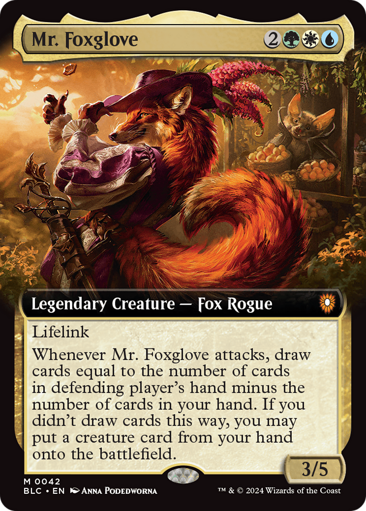 Mr. Foxglove (Extended Art) [Bloomburrow Commander] | Dumpster Cat Games