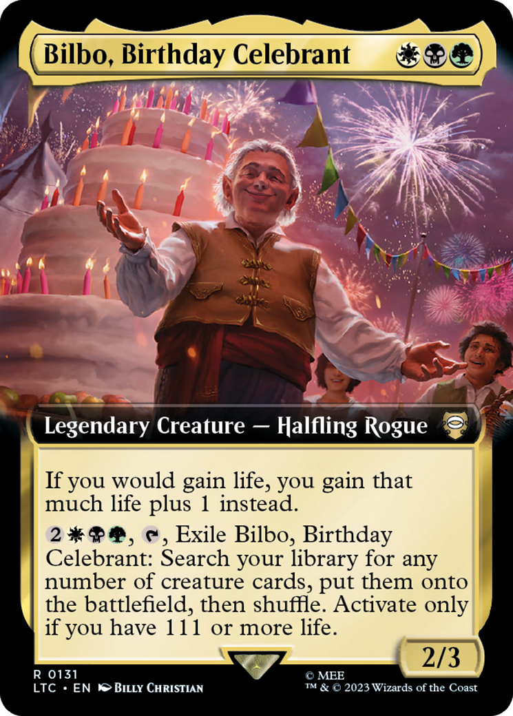 Bilbo, Birthday Celebrant (Extended Art) [The Lord of the Rings: Tales of Middle-Earth Commander] | Dumpster Cat Games