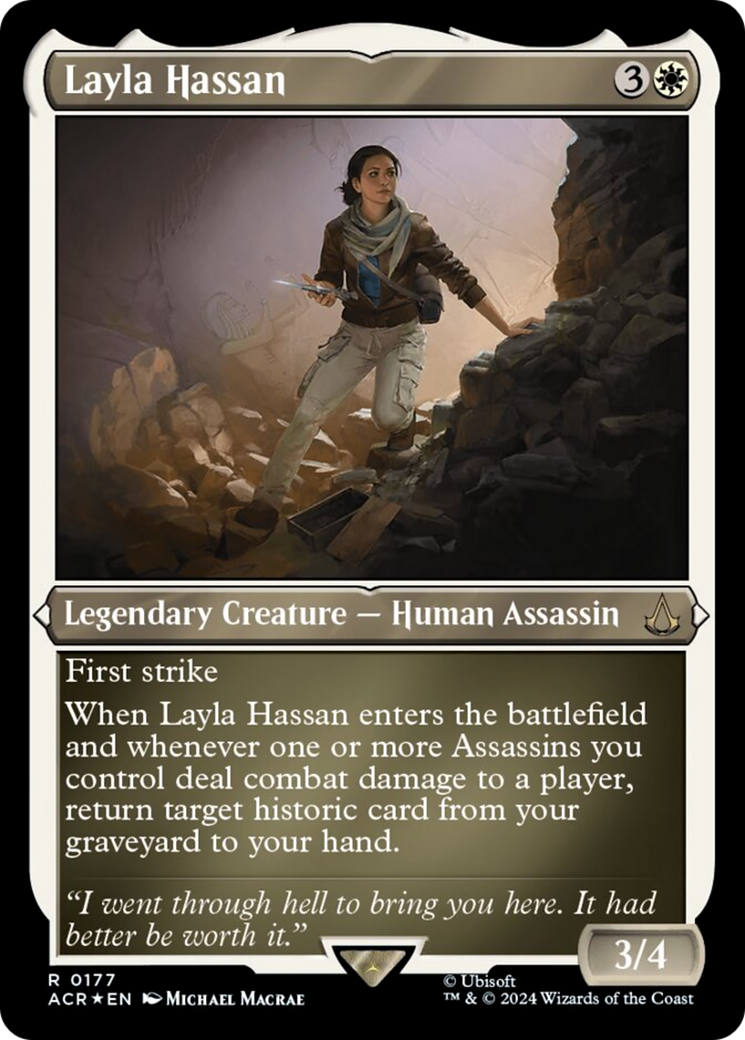 Layla Hassan (Foil Etched) [Assassin's Creed] | Dumpster Cat Games