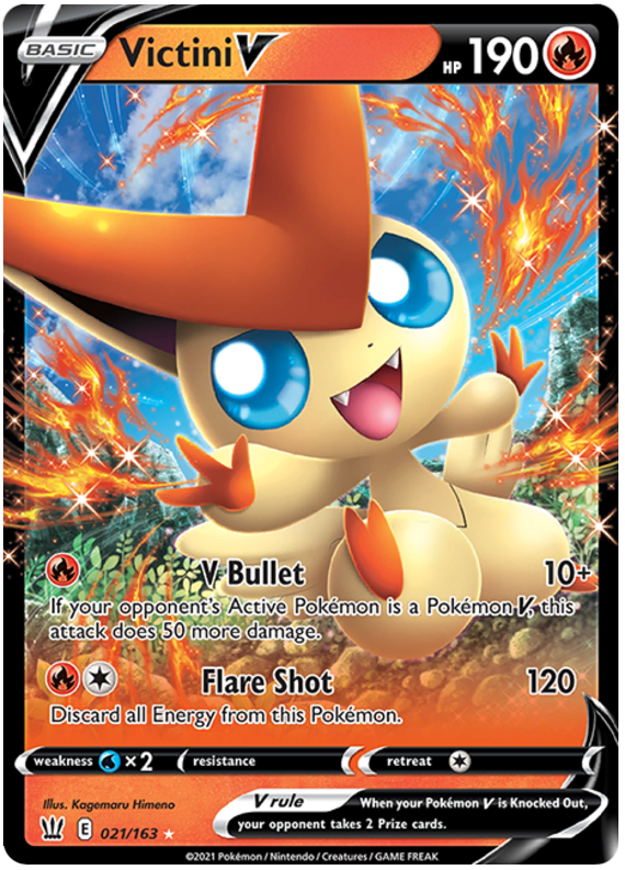 Victini V (021/163) [Sword & Shield: Battle Styles] | Dumpster Cat Games