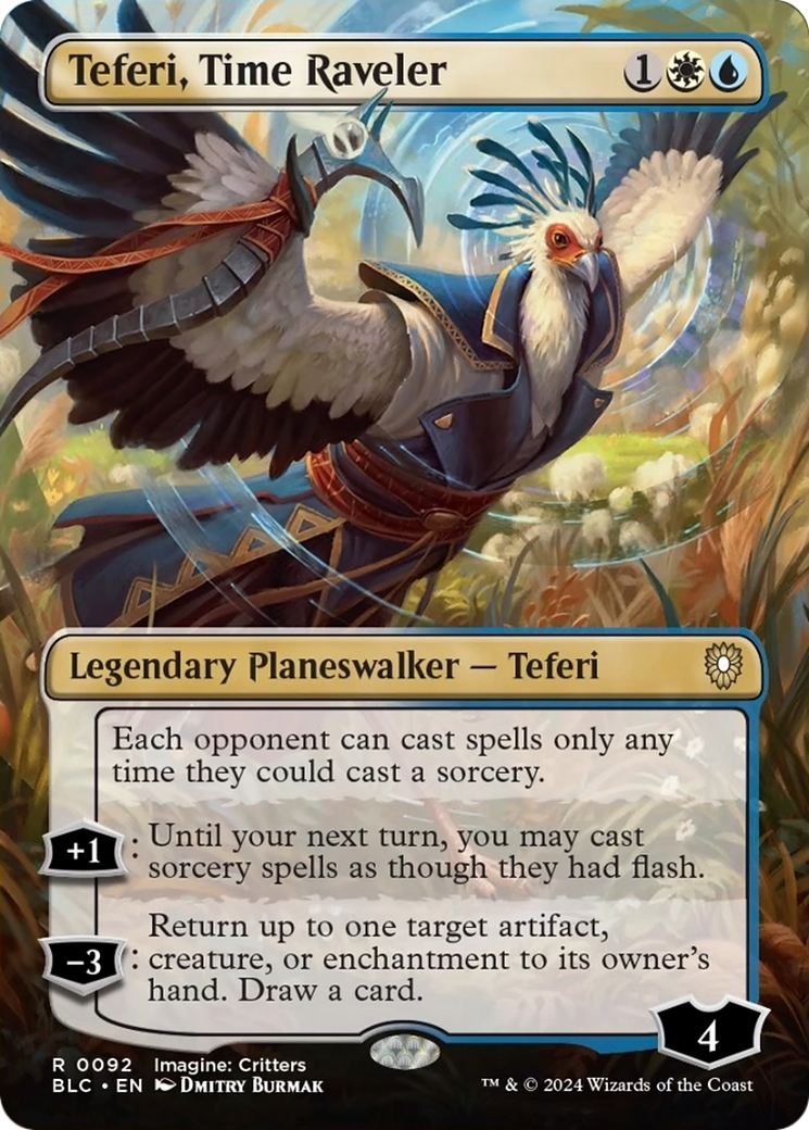 Teferi, Time Raveler (Borderless) [Bloomburrow Commander] | Dumpster Cat Games