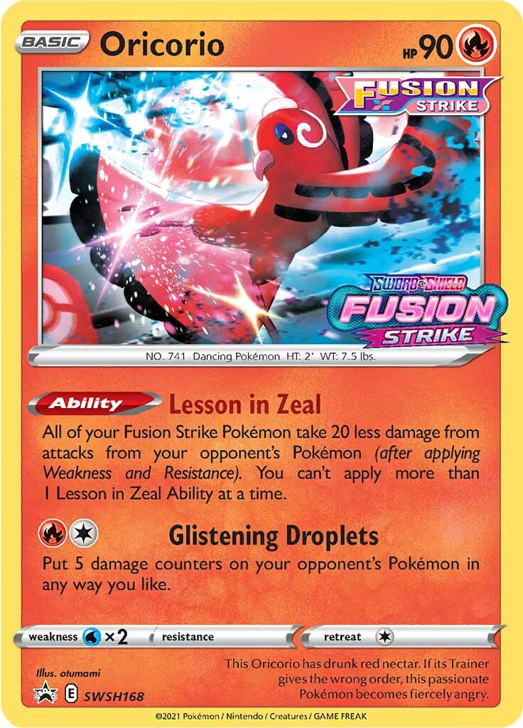 Oricorio (SWSH168) (Prerelease Promo) [Sword & Shield: Black Star Promos] | Dumpster Cat Games