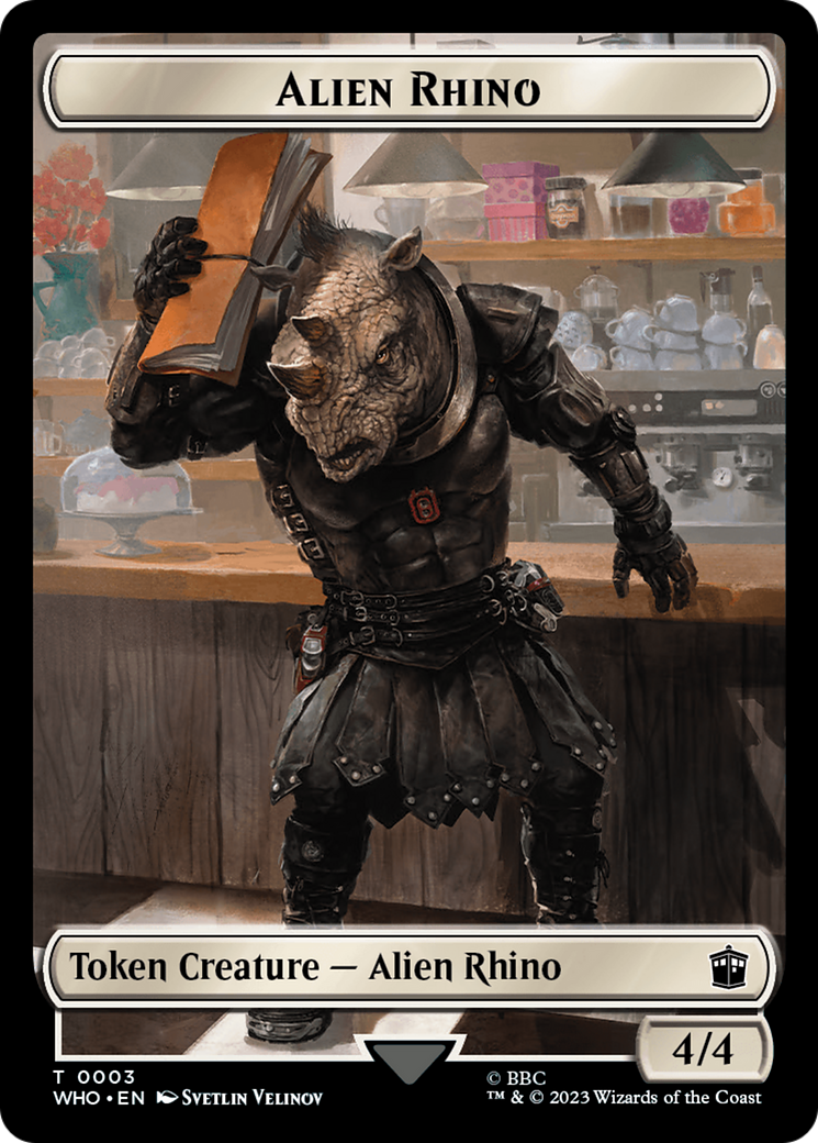 Alien Rhino // Alien Salamander Double-Sided Token (Surge Foil) [Doctor Who Tokens] | Dumpster Cat Games