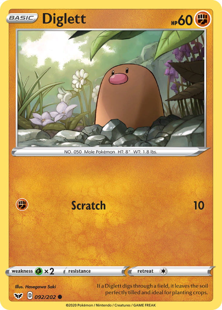 Diglett (092/202) [Sword & Shield: Base Set] | Dumpster Cat Games