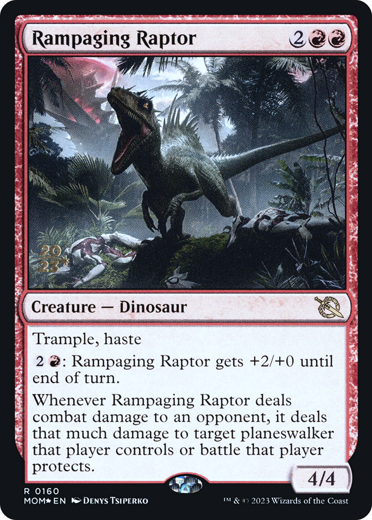 Rampaging Raptor [March of the Machine Prerelease Promos] | Dumpster Cat Games