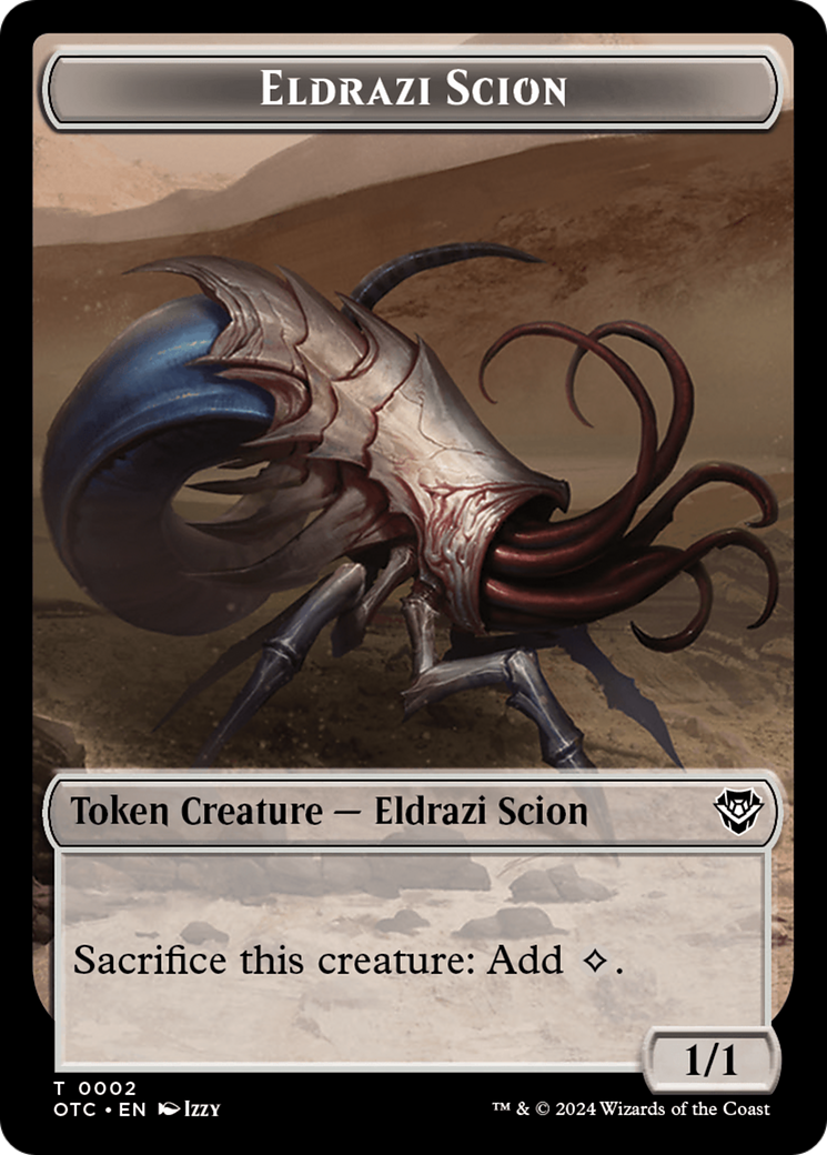 Eldrazi Scion // Manifest Double-Sided Token [Outlaws of Thunder Junction Commander Tokens] | Dumpster Cat Games