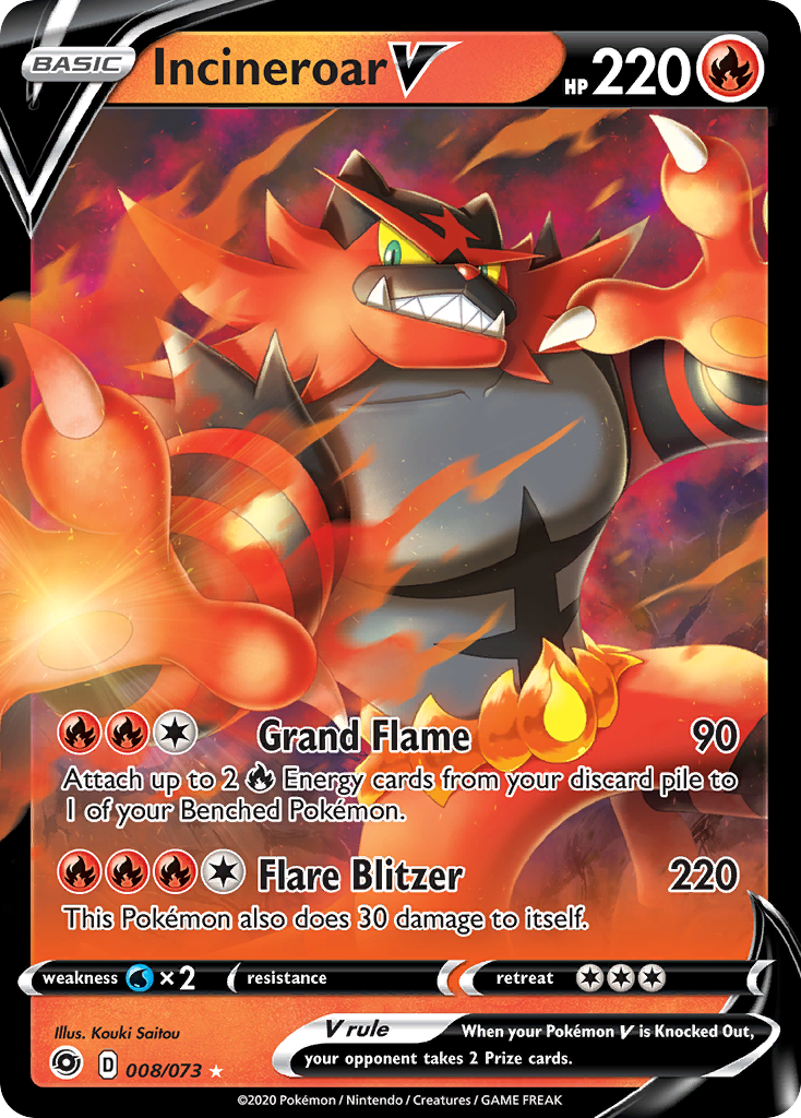 Incineroar V (008/073) [Sword & Shield: Champion's Path] | Dumpster Cat Games