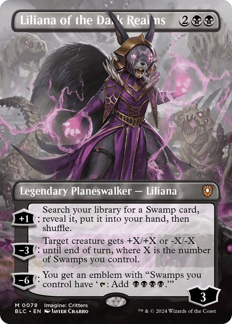 Liliana of the Dark Realms (Borderless) [Bloomburrow Commander] | Dumpster Cat Games