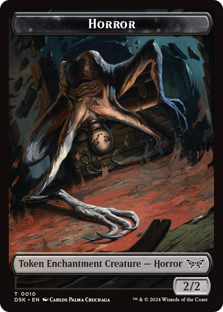 Horror // Glimmer Double-Sided Token [Duskmourn: House of Horror Tokens] | Dumpster Cat Games