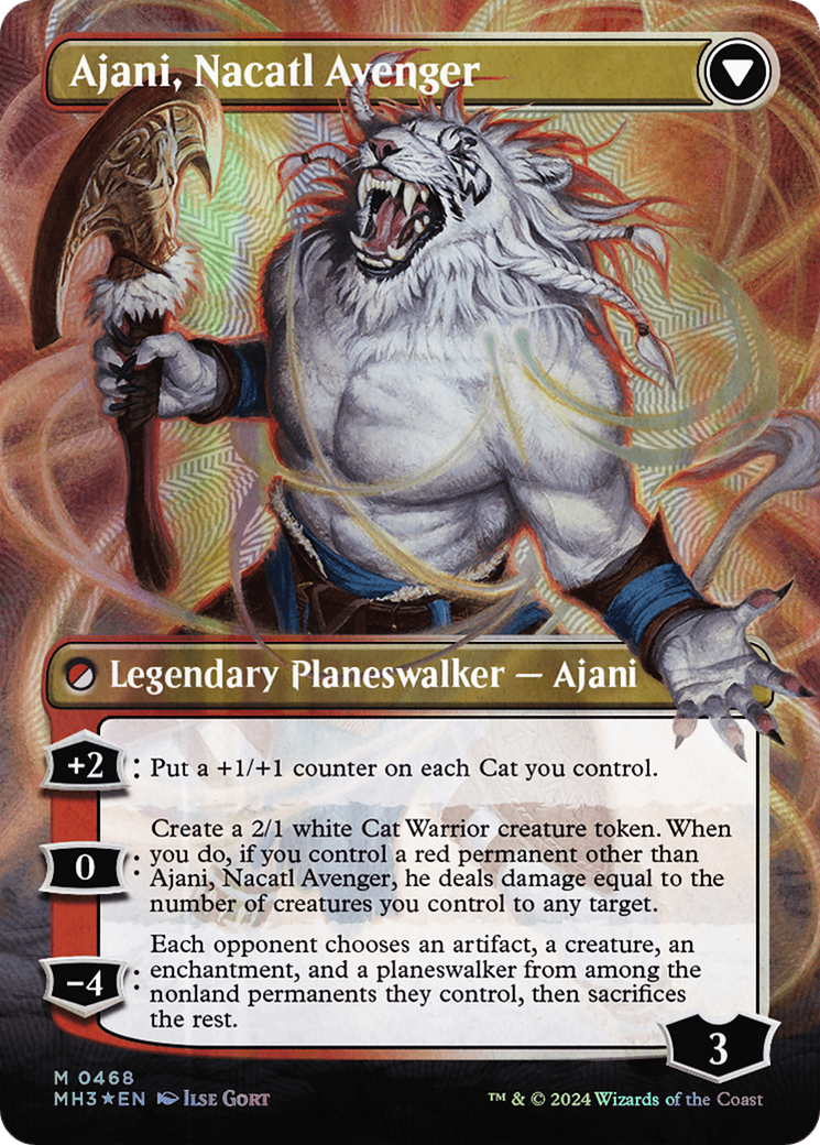 Ajani, Nacatl Pariah // Ajani, Nacatl Avenger (Borderless) (Textured Foil) [Modern Horizons 3] | Dumpster Cat Games