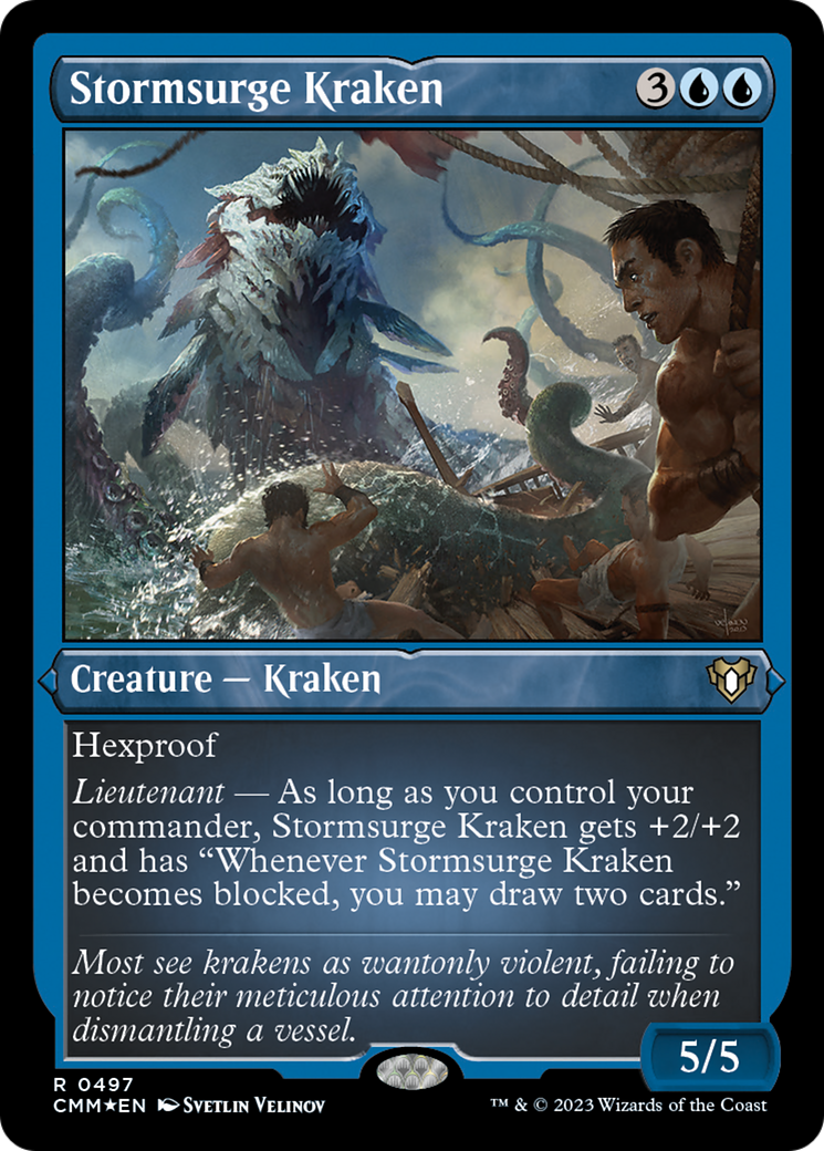 Stormsurge Kraken (Foil Etched) [Commander Masters] | Dumpster Cat Games