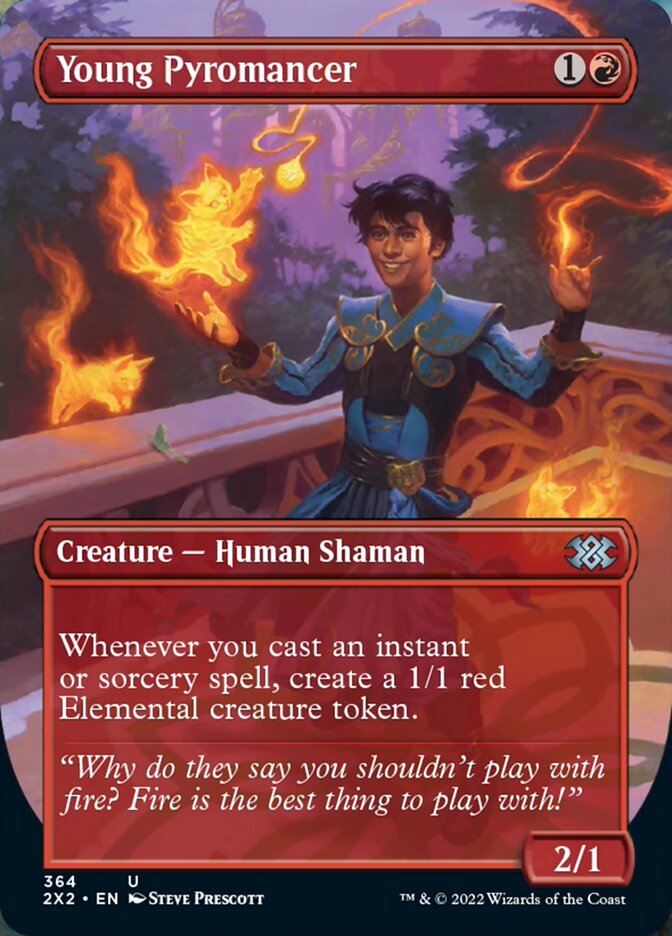 Young Pyromancer (Borderless Alternate Art) [Double Masters 2022] | Dumpster Cat Games