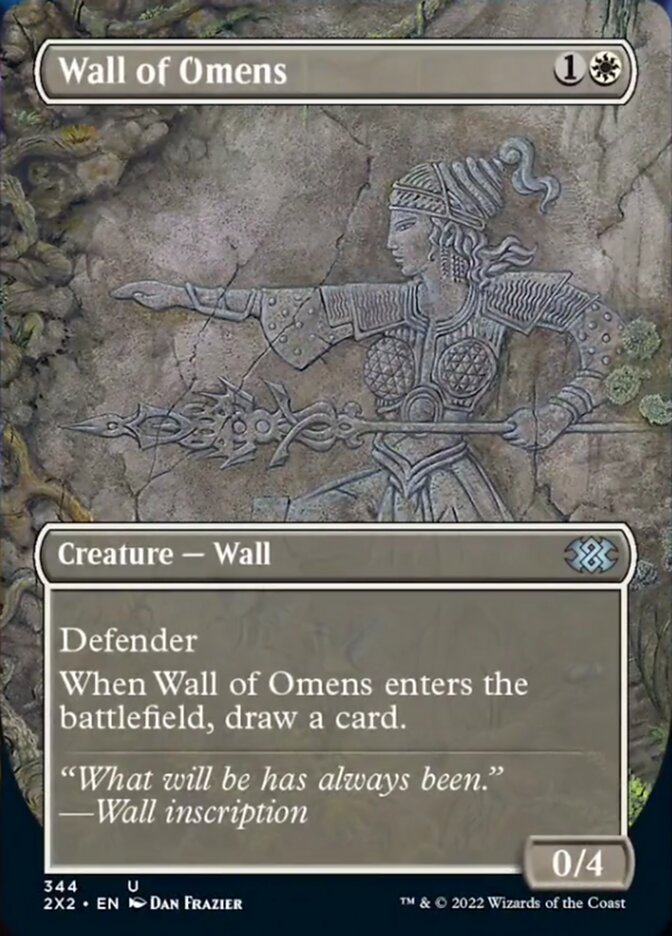 Wall of Omens (Borderless Alternate Art) [Double Masters 2022] | Dumpster Cat Games