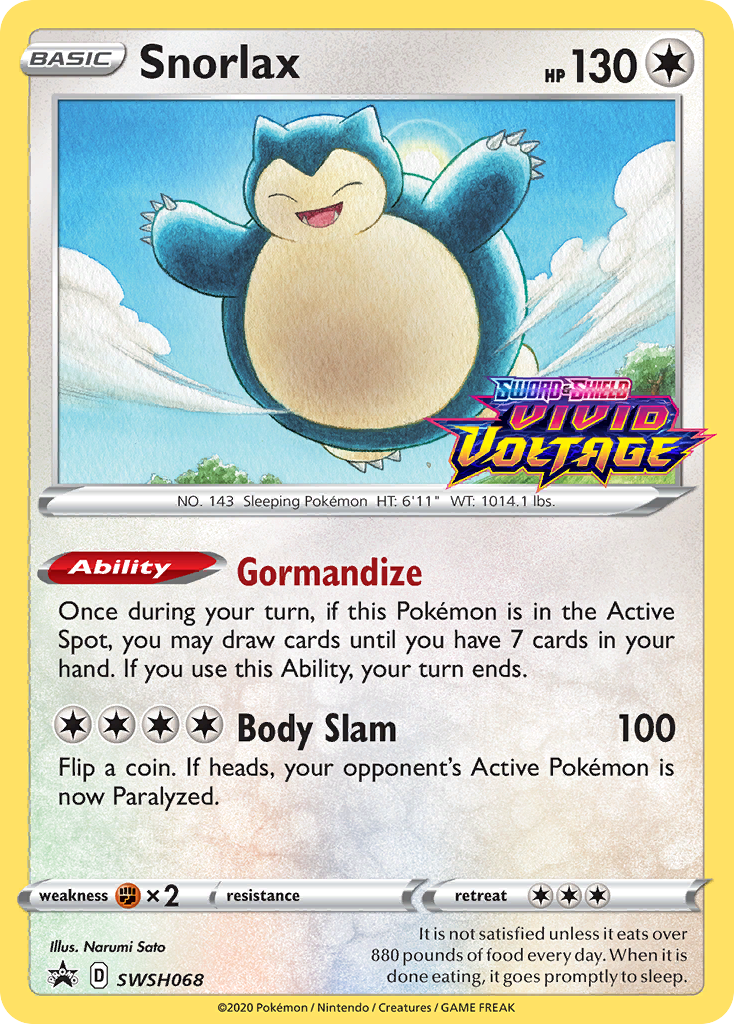 Snorlax (SWSH068) (Prerelease Promo) [Sword & Shield: Black Star Promos] | Dumpster Cat Games