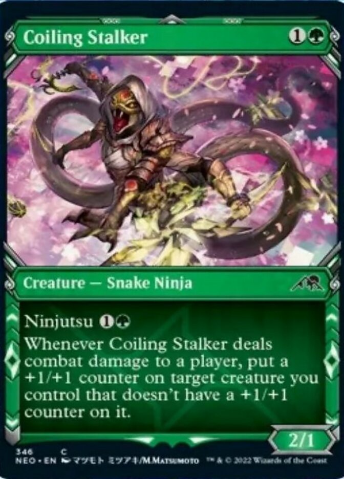 Coiling Stalker (Showcase Ninja) [Kamigawa: Neon Dynasty] | Dumpster Cat Games