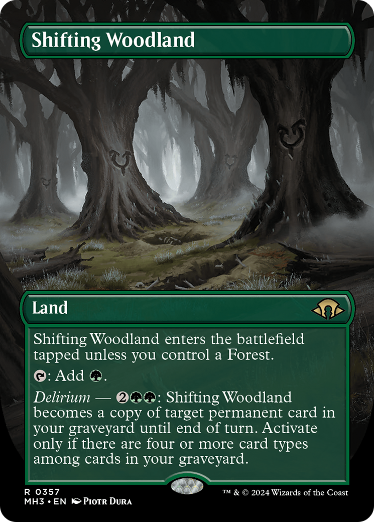 Shifting Woodland (Borderless) [Modern Horizons 3] | Dumpster Cat Games