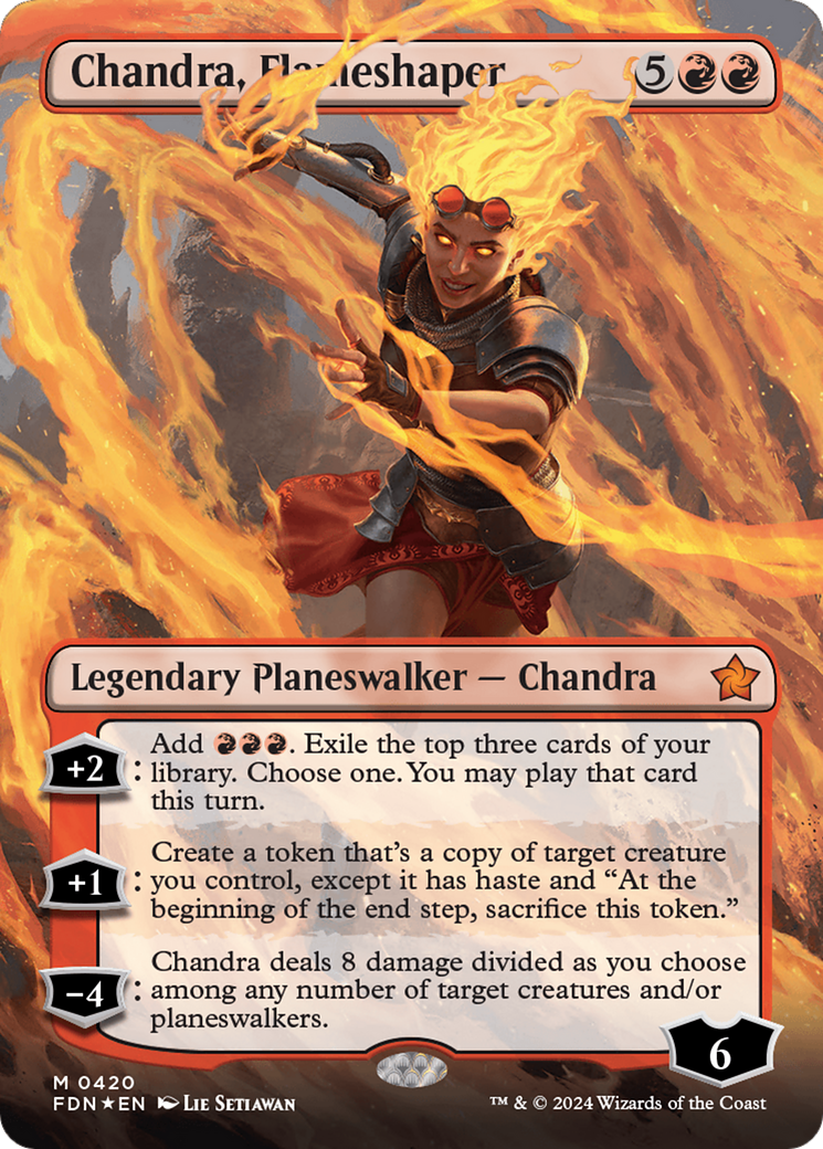 Chandra, Flameshaper (Borderless) (Mana Foil) [Foundations] | Dumpster Cat Games