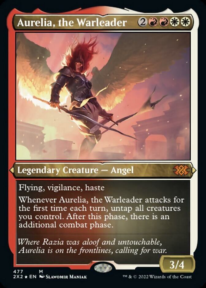 Aurelia, the Warleader (Foil Etched) [Double Masters 2022] | Dumpster Cat Games