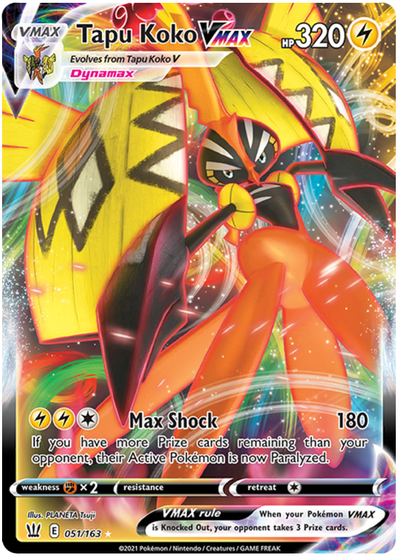 Tapu Koko VMAX (051/163) [Sword & Shield: Battle Styles] | Dumpster Cat Games