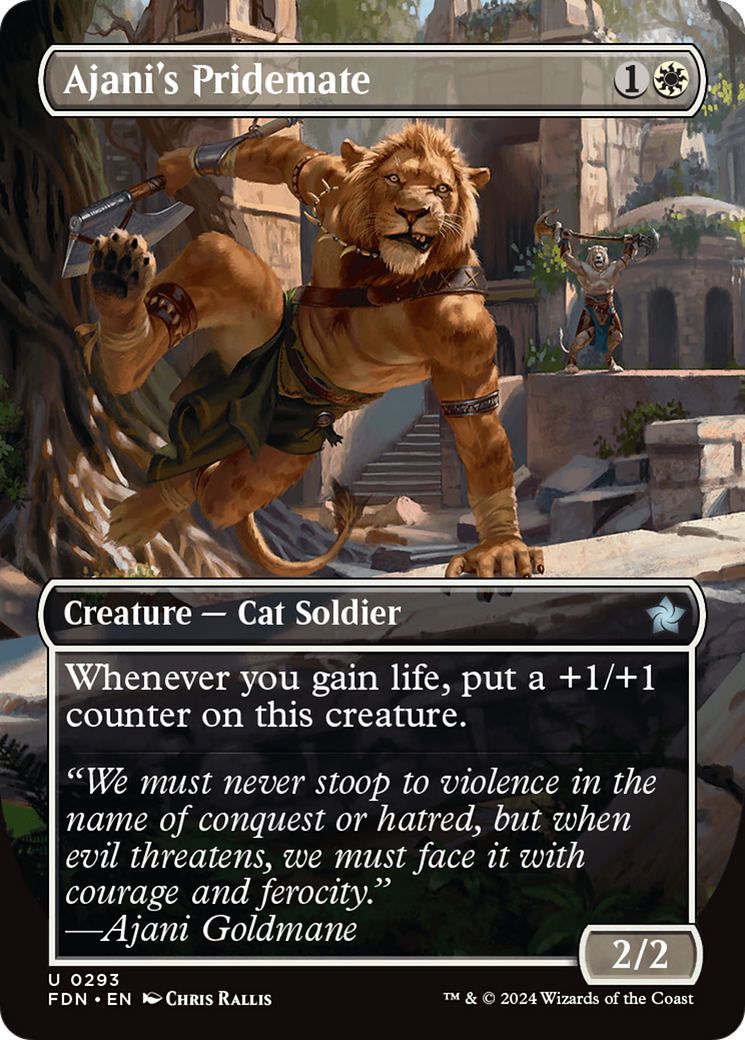 Ajani's Pridemate (Borderless) [Foundations] | Dumpster Cat Games