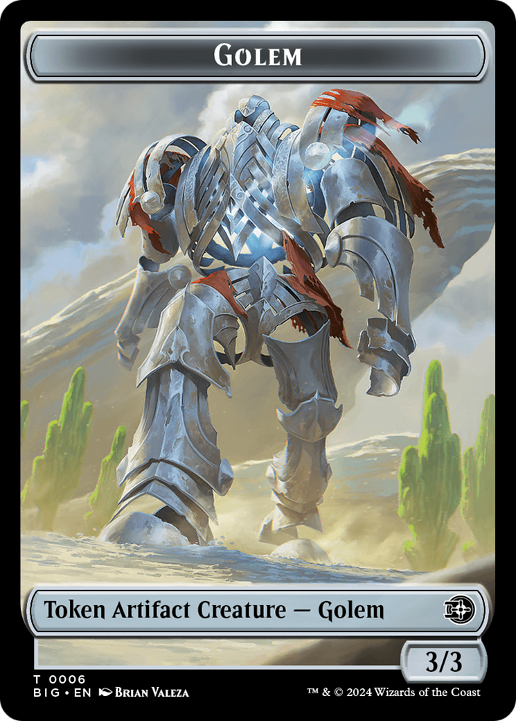 Treasure // Golem Double-Sided Token [Outlaws of Thunder Junction Tokens] | Dumpster Cat Games