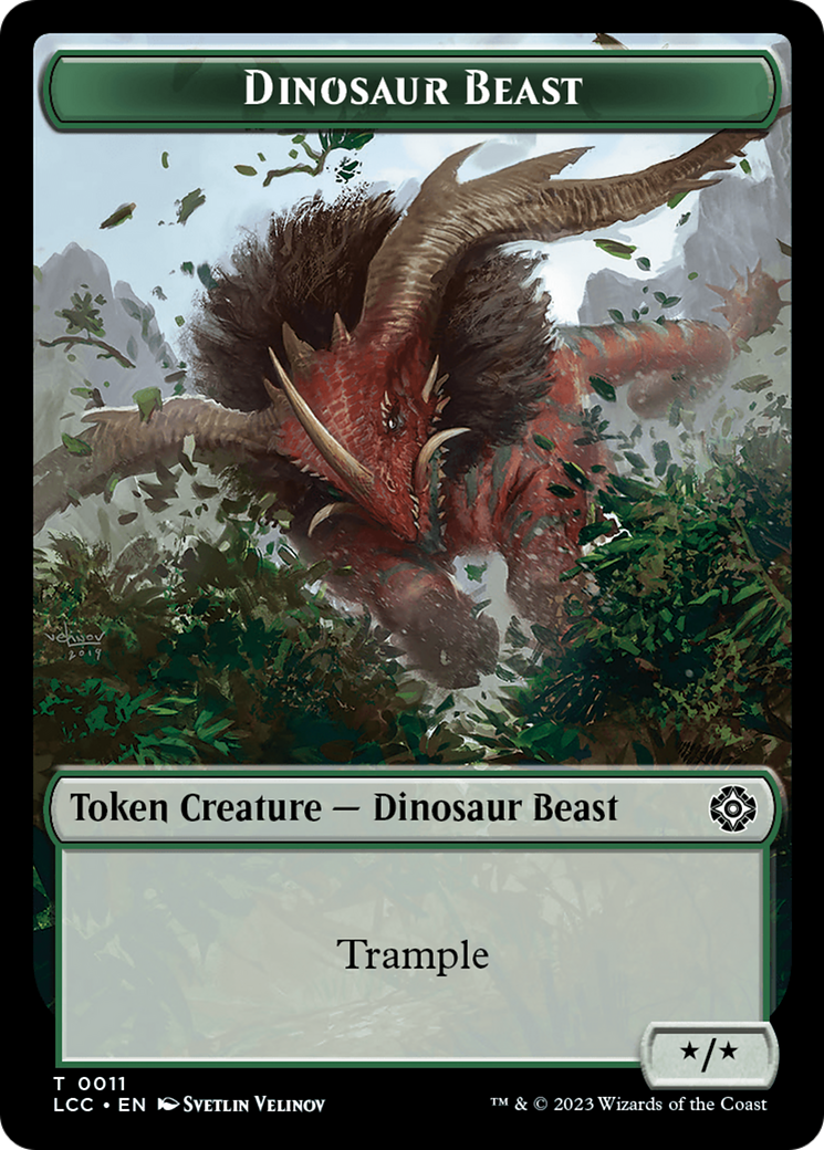 Dinosaur Beast // Dinosaur Double-Sided Token [The Lost Caverns of Ixalan Commander Tokens] | Dumpster Cat Games