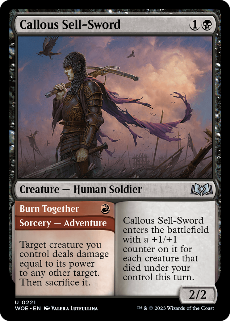 Callous Sell-Sword // Burn Together [Wilds of Eldraine] | Dumpster Cat Games