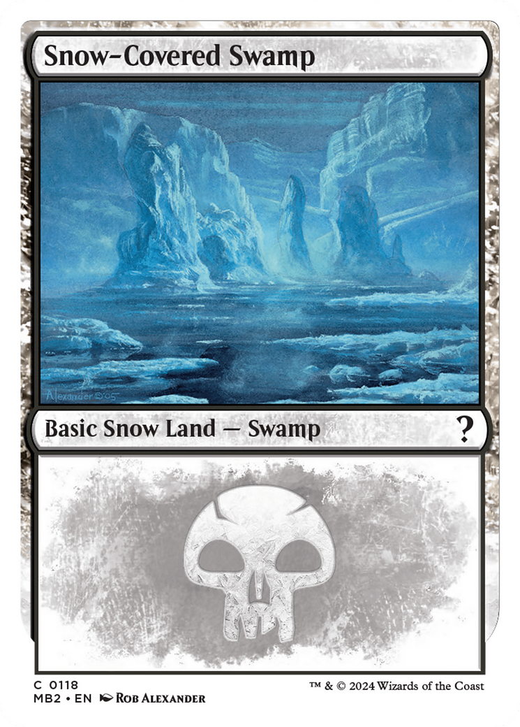 Snow-Covered Swamp (White Border) [Mystery Booster 2] | Dumpster Cat Games