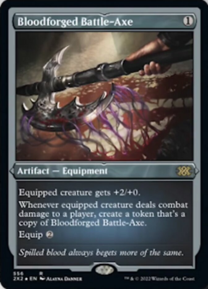 Bloodforged Battle-Axe (Foil Etched) [Double Masters 2022] | Dumpster Cat Games