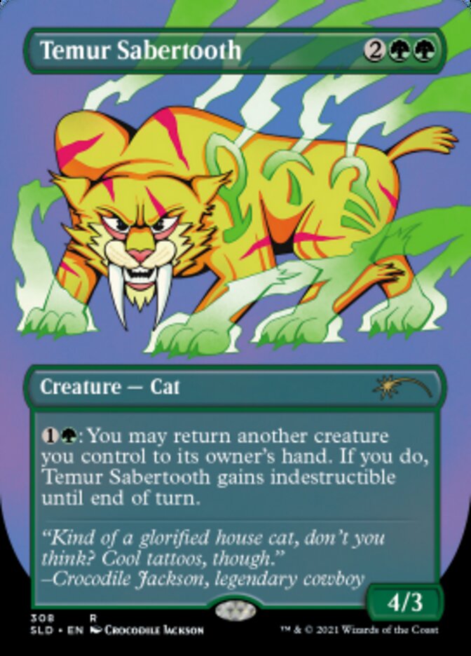 Temur Sabertooth (Borderless) [Secret Lair Drop Series] | Dumpster Cat Games