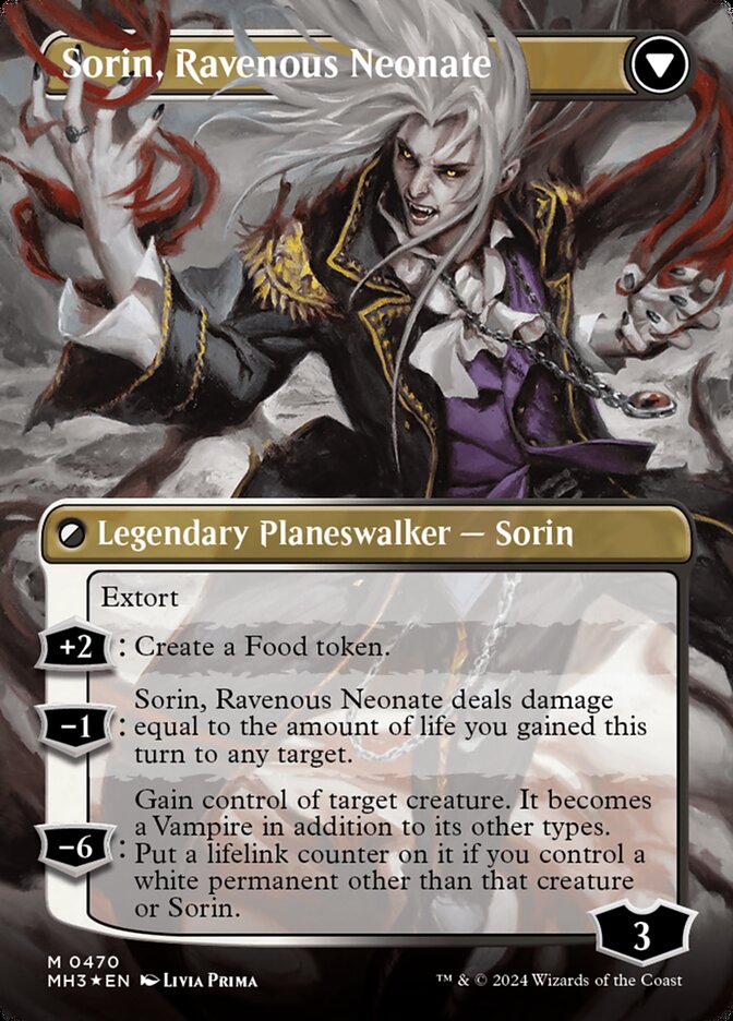 Sorin of House Markov // Sorin, Ravenous Neonate (Borderless) (Textured Foil) [Modern Horizons 3] | Dumpster Cat Games