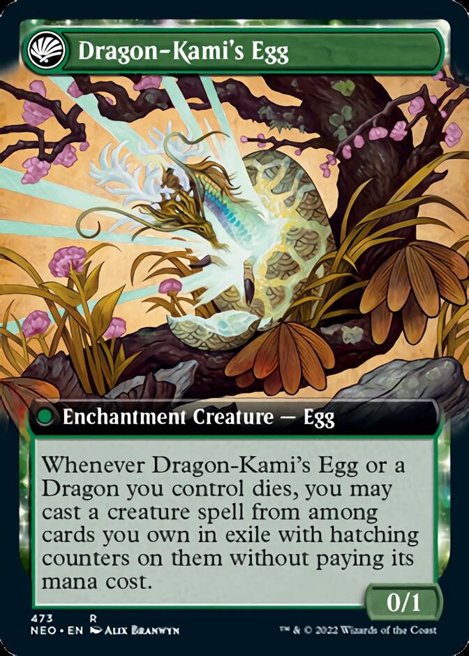 The Dragon-Kami Reborn // Dragon-Kami's Egg (Extended Art) [Kamigawa: Neon Dynasty] | Dumpster Cat Games