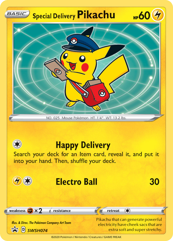 Special Delivery Pikachu (SWSH074) [Sword & Shield: Black Star Promos] | Dumpster Cat Games