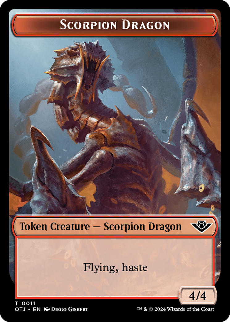 Scorpion Dragon // Plot Double-Sided Token [Outlaws of Thunder Junction Tokens] | Dumpster Cat Games