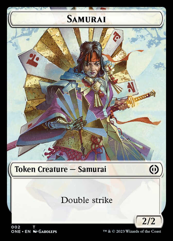 Rebel // Samurai Double-Sided Token [Phyrexia: All Will Be One Tokens] | Dumpster Cat Games