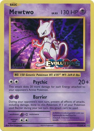 Mewtwo (51/108) (XY Evolutions Staff Prerelease) [XY: Black Star Promos] | Dumpster Cat Games