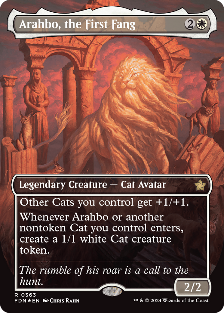 Arahbo, the First Fang (Borderless) (Mana Foil) [Foundations] | Dumpster Cat Games