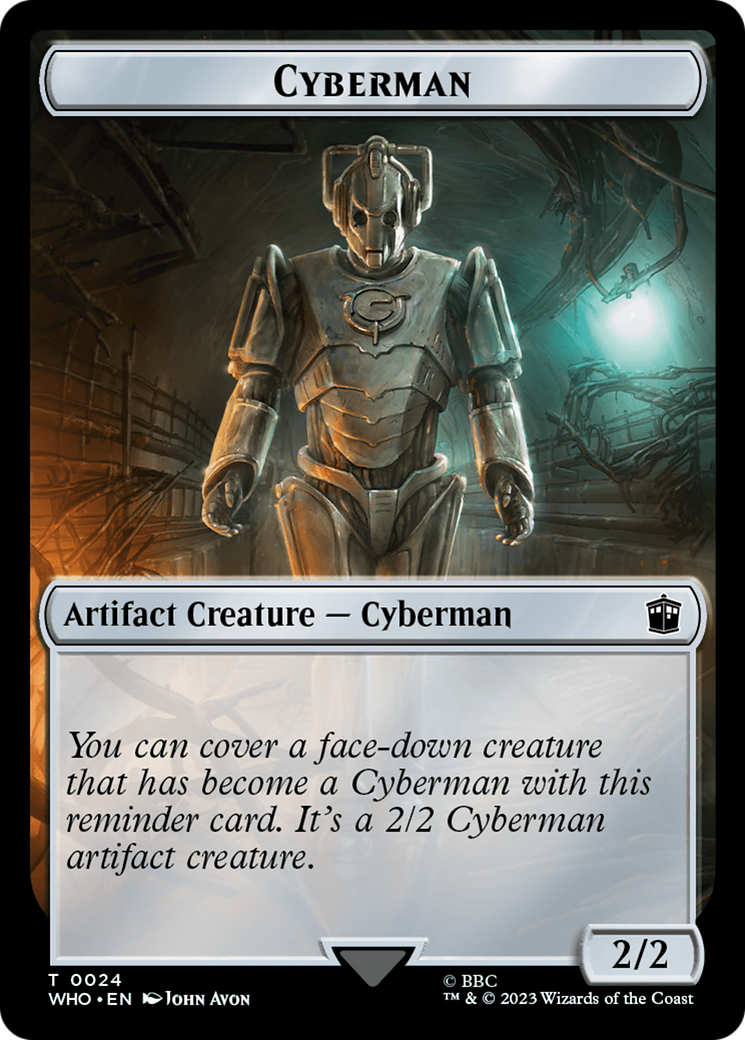 Alien // Cyberman Double-Sided Token [Doctor Who Tokens] | Dumpster Cat Games