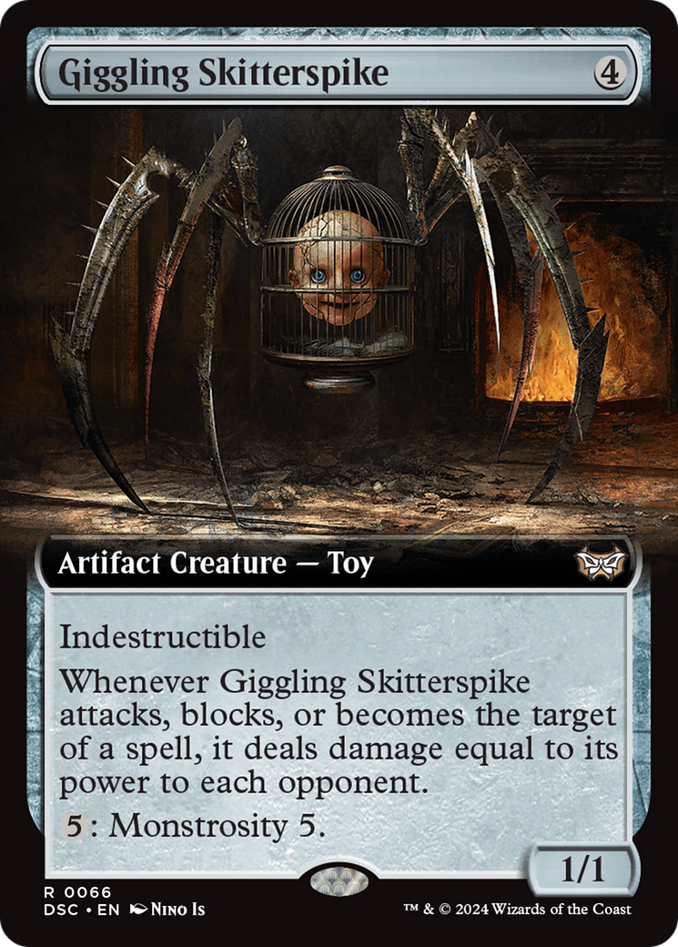 Giggling Skitterspike (Extended Art) [Duskmourn: House of Horror Commander] | Dumpster Cat Games