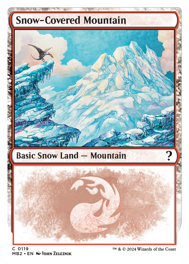 Snow-Covered Mountain (White Border) [Mystery Booster 2] | Dumpster Cat Games