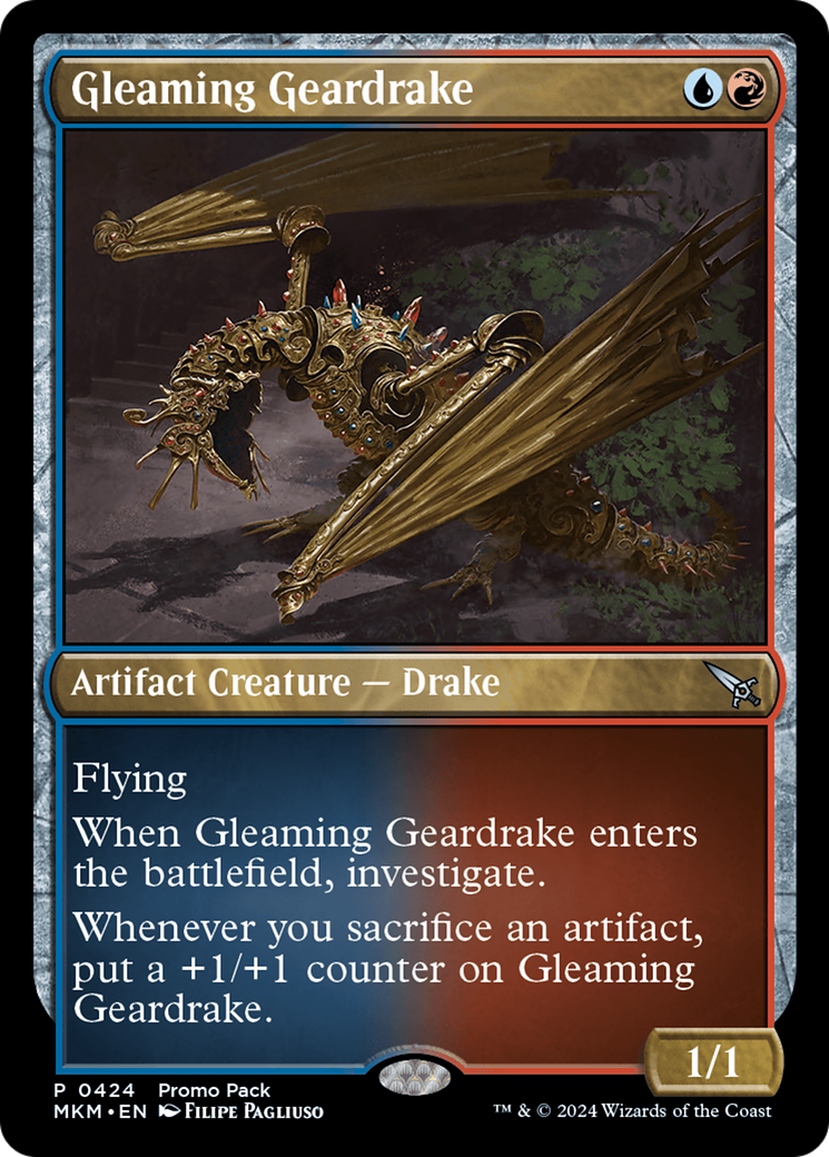 Gleaming Geardrake (Promo Pack) [Murders at Karlov Manor Promos] | Dumpster Cat Games