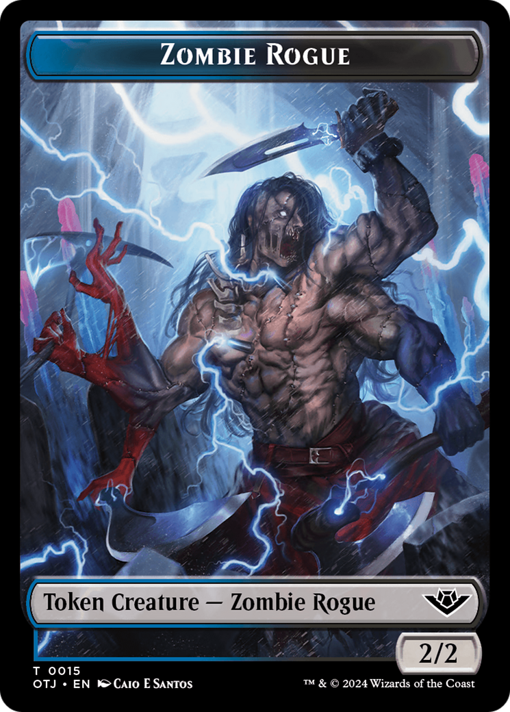 Zombie Rogue Token [Outlaws of Thunder Junction Tokens] | Dumpster Cat Games