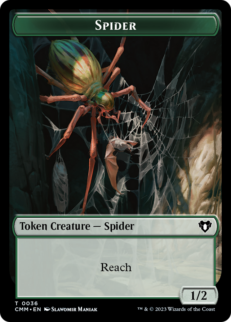 Spirit (0039) // Spider Double-Sided Token [Commander Masters Tokens] | Dumpster Cat Games